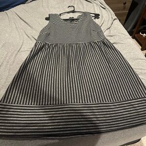 Stylish Black and Gray Striped Kids Dress
